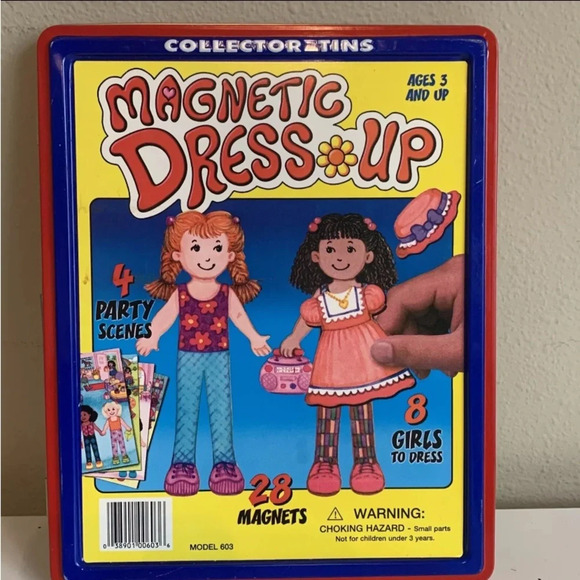 Vintage Magnetic Fashion Dress Up Set Storage Tin On The Go Travel 40pc Magnets - Picture 1 of 16